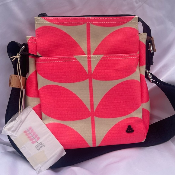Orla Kiely Bags Orla Kiely Coated Cotton Crossbody Ranger Neon Pink